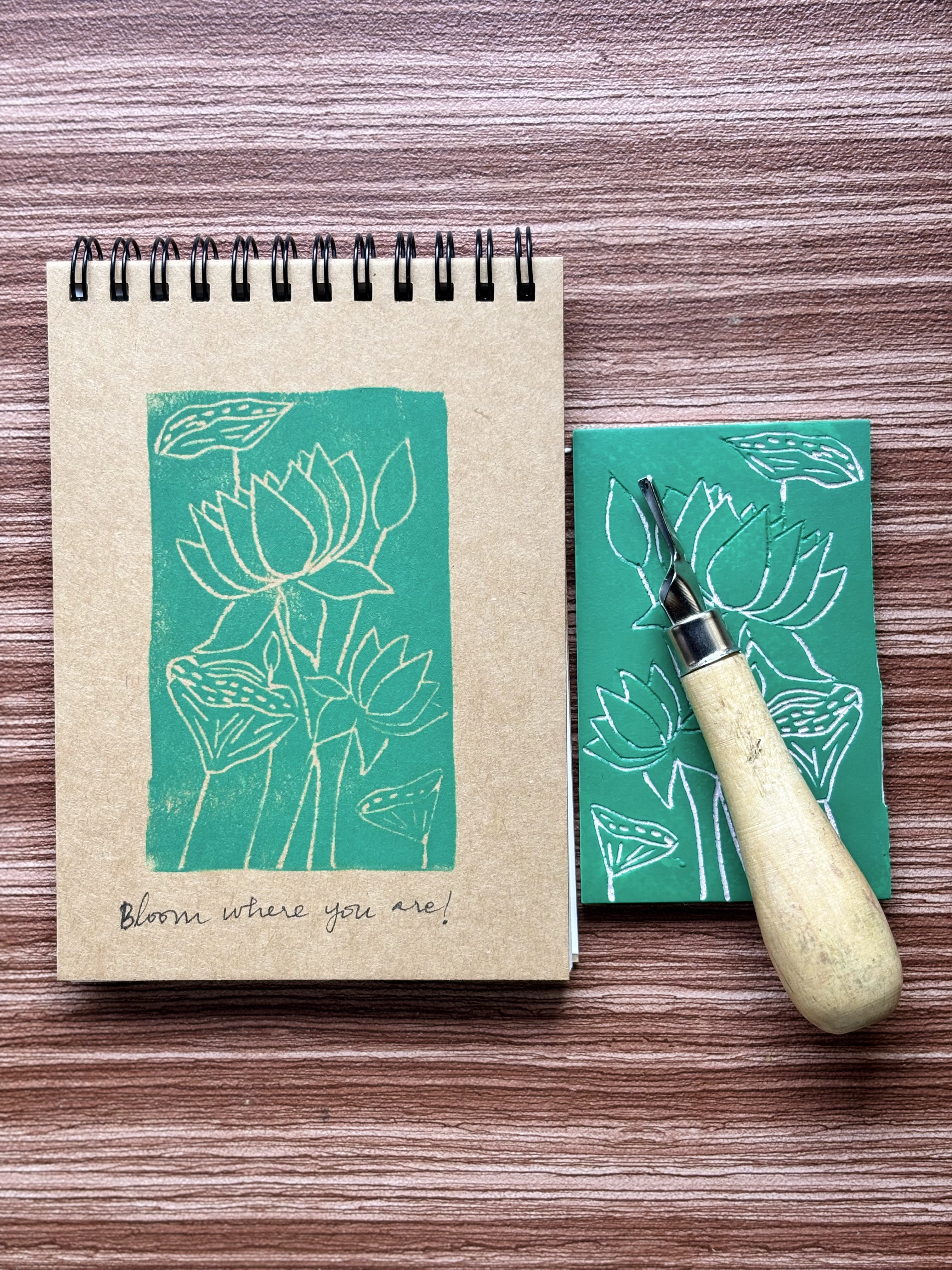 Bloom - Wiro — A6 Lino Print Notebooks by Aishwarya Ashok
